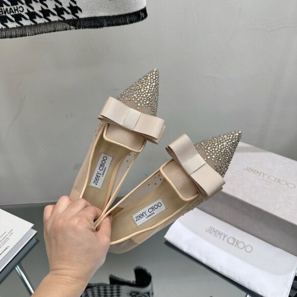 Jimmy Choo2022ss new spring and summer mesh hot diamond series flat shoes - Picture 7 of 9